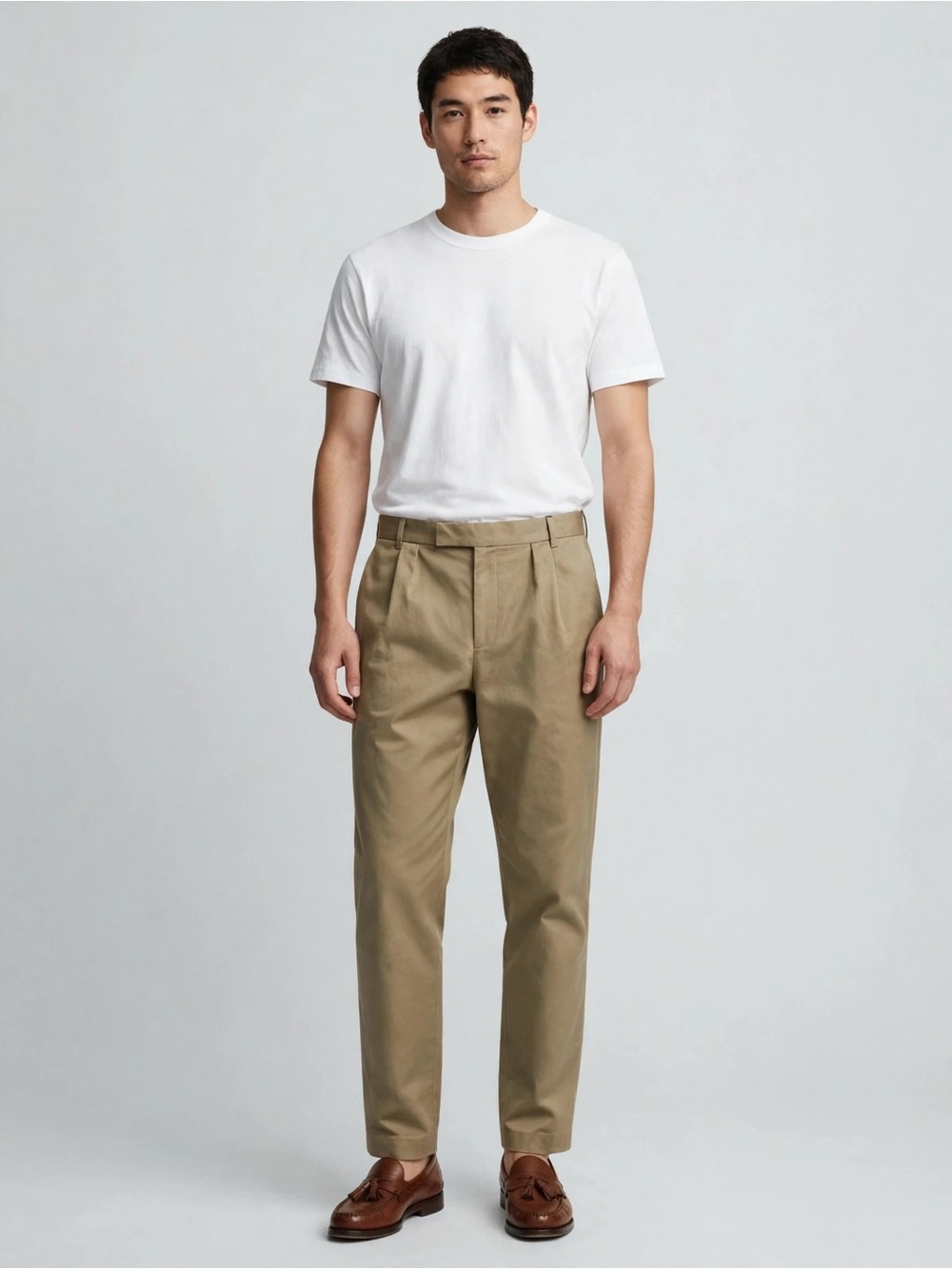 A.P.C. Rue Madame Paris Pleated Chinos Pants Mens L Khaki Beige 37x31.5 Tapered